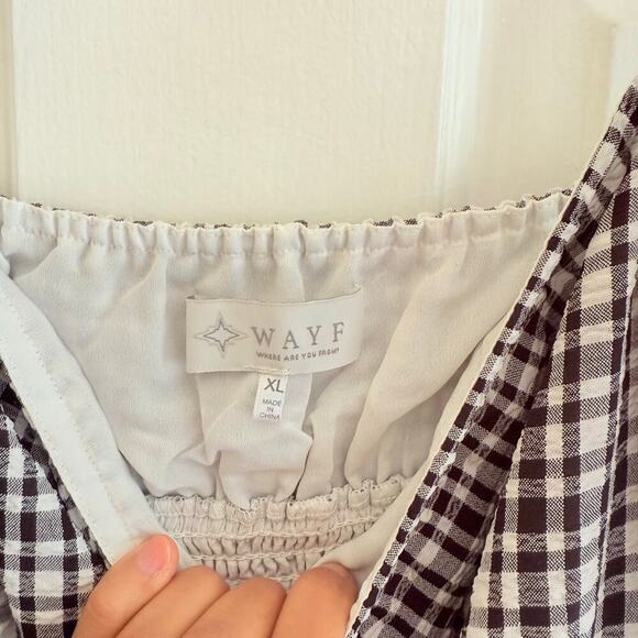 WAYF Gingham Checkered Smocked Dress Size XL ruffle sleeves Prairie Peasant - Picture 5 of 6